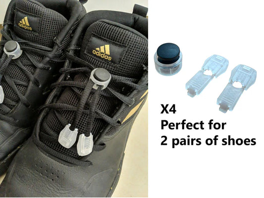 Shoelace clip set x4 for 2 pair of shoes