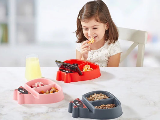 Divided Snack Bowl with Phone Stand